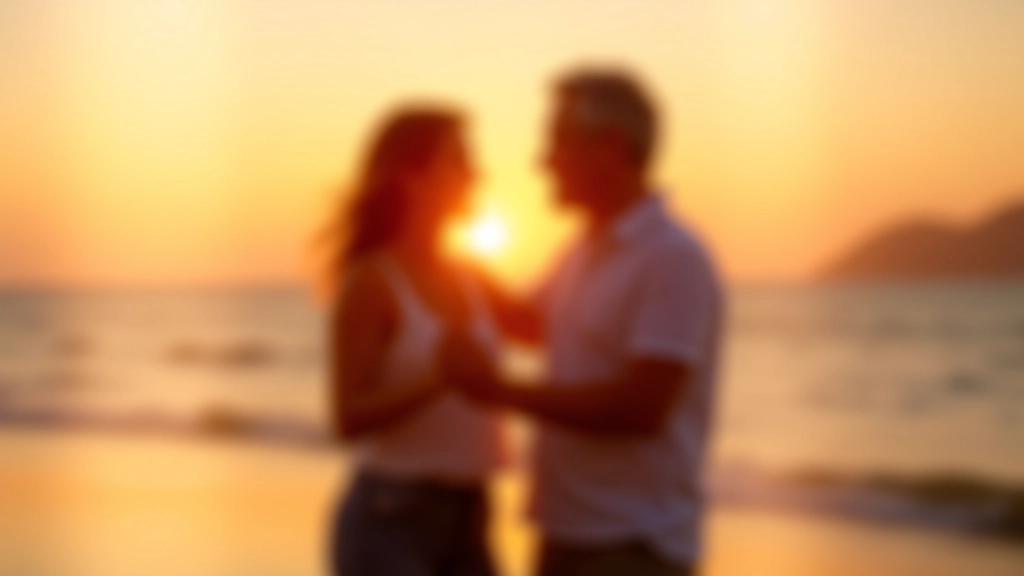 Group of dancers on beach at sunset, couples dancing together with ocean in background