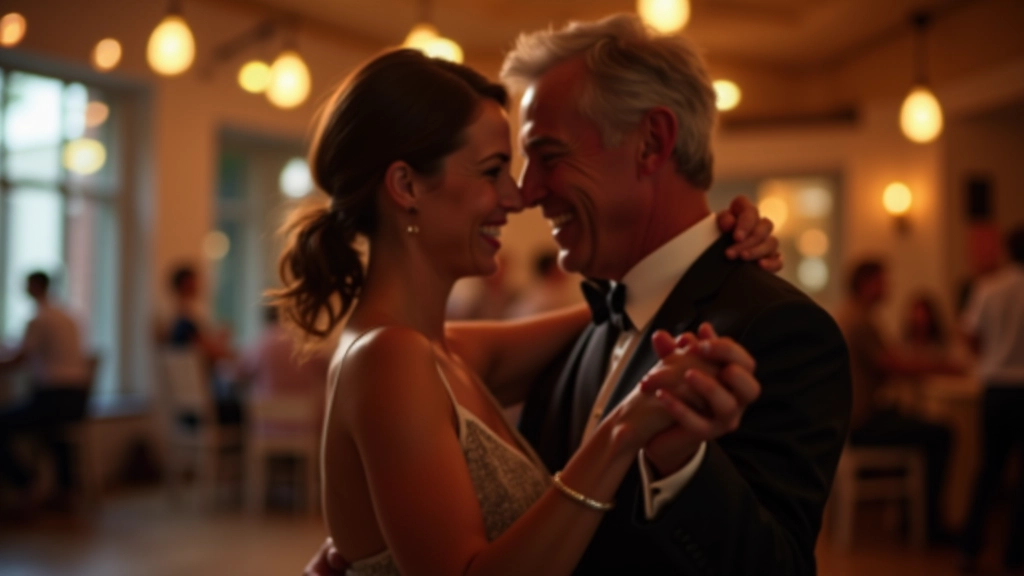 Mature couple enjoying bachata dance together with genuine connection