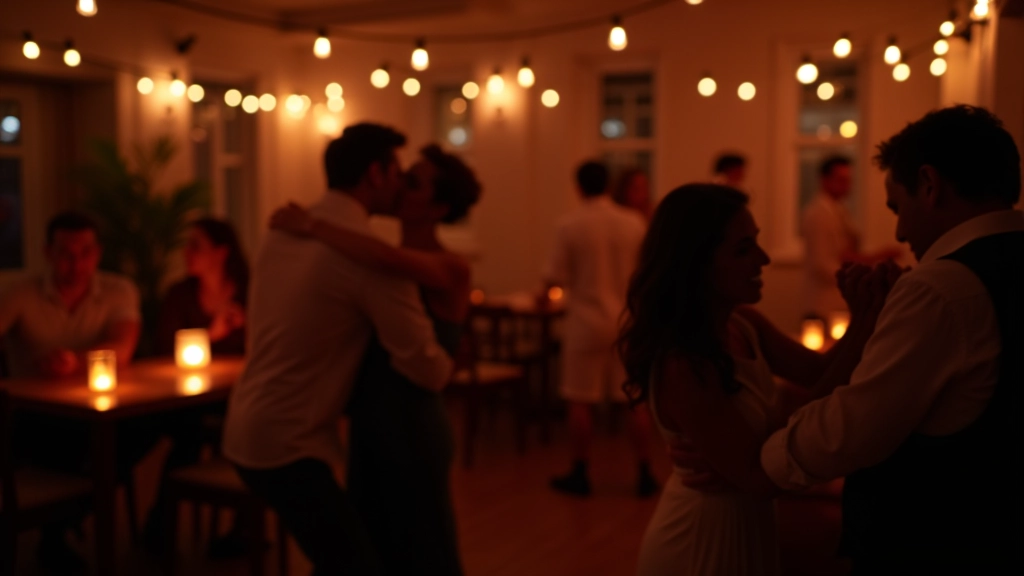 Crowded salsa social event in Dublin with dancers enjoying music and conversation in an atmospheric venue